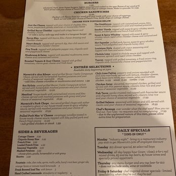 Mavericks Wood Grill - Dinner menu - American Near Me - Champlin, Minnesota Mavericks Wood Grill - Dinner menu - American Near Me - Champlin, Minnesota
