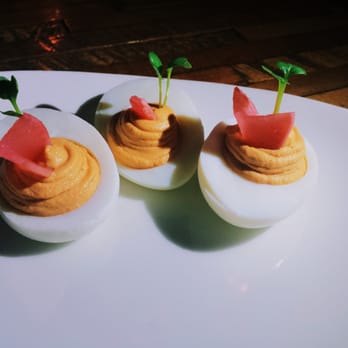 District - Oakland - Course 1: Sriracha Deviled Eggs. - Wine Bars Near Me - Oakland, California District - Oakland - Course 1: Sriracha Deviled Eggs. - Wine Bars Near Me - Oakland, California