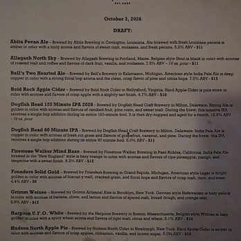 Barcade - Menu - beer - Arcades Near Me - New York, New York