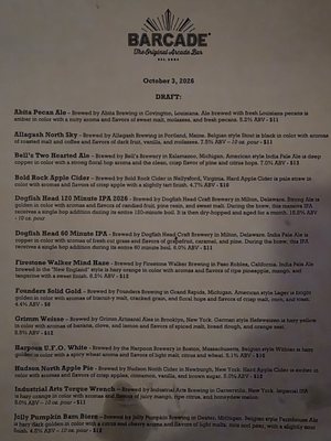 Menu photo 2 Barcade New York, NY