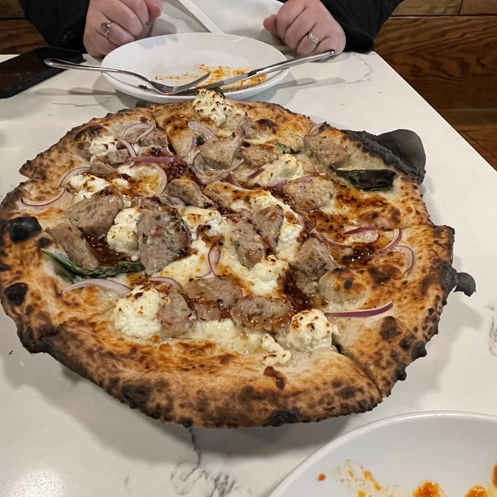 Pizza Capo - Meatball pizza with a drizzle of Calabrian Chili Honey - Pizza Near Me - McMinnville, Oregon