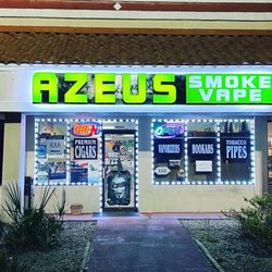 Azeus Smoke & Vape - New sign at night