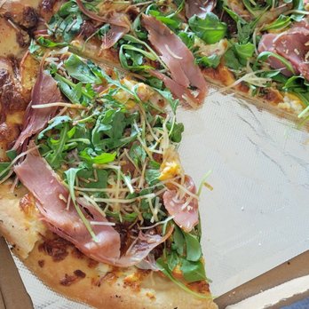 Caffe Chiave - Peach prosciutto pizza of the day - Coffee & Tea Near Me - Oakland, California