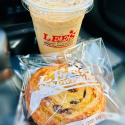 Lee's Sandwiches - Coconut Raisin Croissant & Lee's Iced Coffee