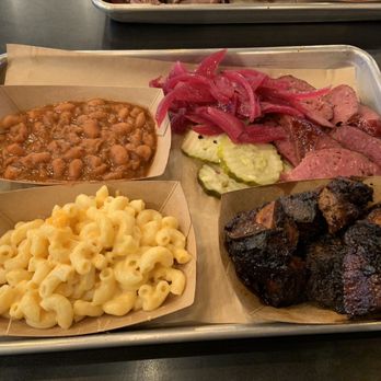 OAK'D BBQ - Baked beans, sausage, pork burnt ends, mac - Barbeque Near Me - Dallas, Texas OAK'D BBQ - Baked beans, sausage, pork burnt ends, mac - Barbeque Near Me - Dallas, Texas
