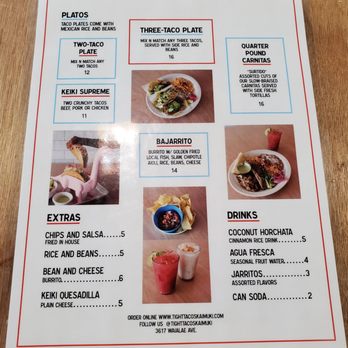 Tight Tacos Kaimuki - The menu as of July 8, 2022. - Tacos Near Me - Honolulu, Hawaii Tight Tacos Kaimuki - The menu as of July 8, 2022. - Tacos Near Me - Honolulu, Hawaii