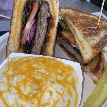 Hobo's - T-money burger with cheese grits - American Near Me - Fort Mill, South Carolina Hobo's - T-money burger with cheese grits - American Near Me - Fort Mill, South Carolina
