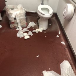The restroom in the morning on a Thursday.. you can't say it was a days worth of dirt. Come on