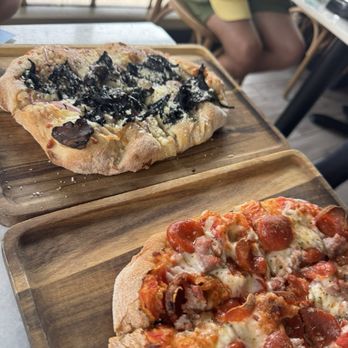 Pinsa Rossa - $9 happy hour pizzas ; mushroom back , Pepperoni e Sausage Pinsa front - Italian Near Me - San Francisco, California Pinsa Rossa - $9 happy hour pizzas ; mushroom back , Pepperoni e Sausage Pinsa front - Italian Near Me - San Francisco, California