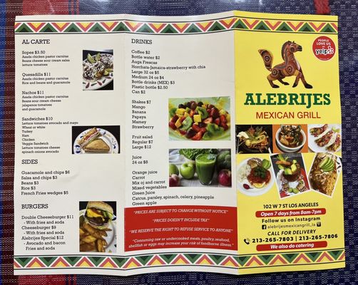 Menu photo 3 Alebrijes Mexican Grill Los Angeles, CA Menu photo 3 Alebrijes Mexican Grill Los Angeles, CA