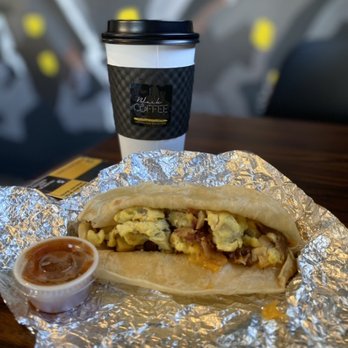 Black Coffee - 16 oz. Daily Blend Black Coffee and Bacon Breakfast Taco - Coffee & Tea Near Me - Fort Worth, Texas