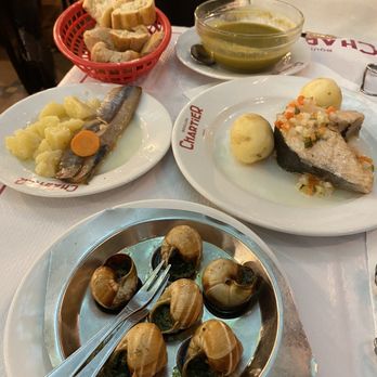 Bouillon Chartier - Escargot, salmon, herring?, veg soup w/ bread - French Near Me - Paris, 75