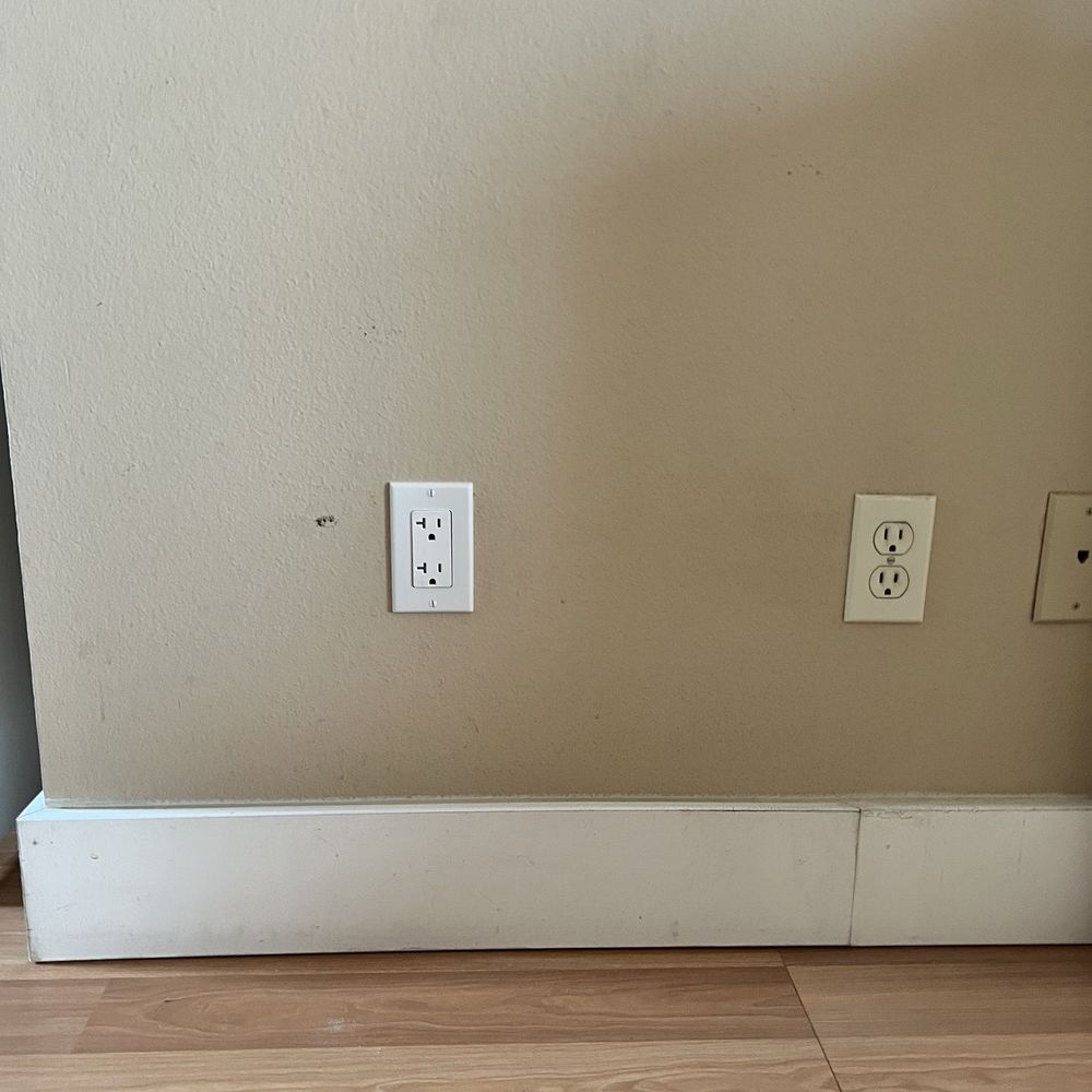 Diamond Force Electric - The new outlet on the left is a dedicated outlet for our heater so the bathroom lights won't flicker when the heater turns on. - Electricians Near Me - Chula Vista, California