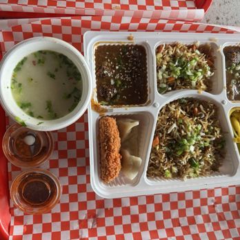 Nepali Momos Brampton - Vegan Chinese Thaali-Thupka soup, Manchurian .Pakoras, Fried Rice, Mango Salad & Kurkare & Steamed Momos. - Chinese Near Me - Brampton, Ontario