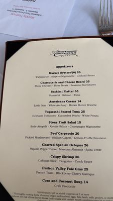Menu photo 1 Americana Las Vegas, NV