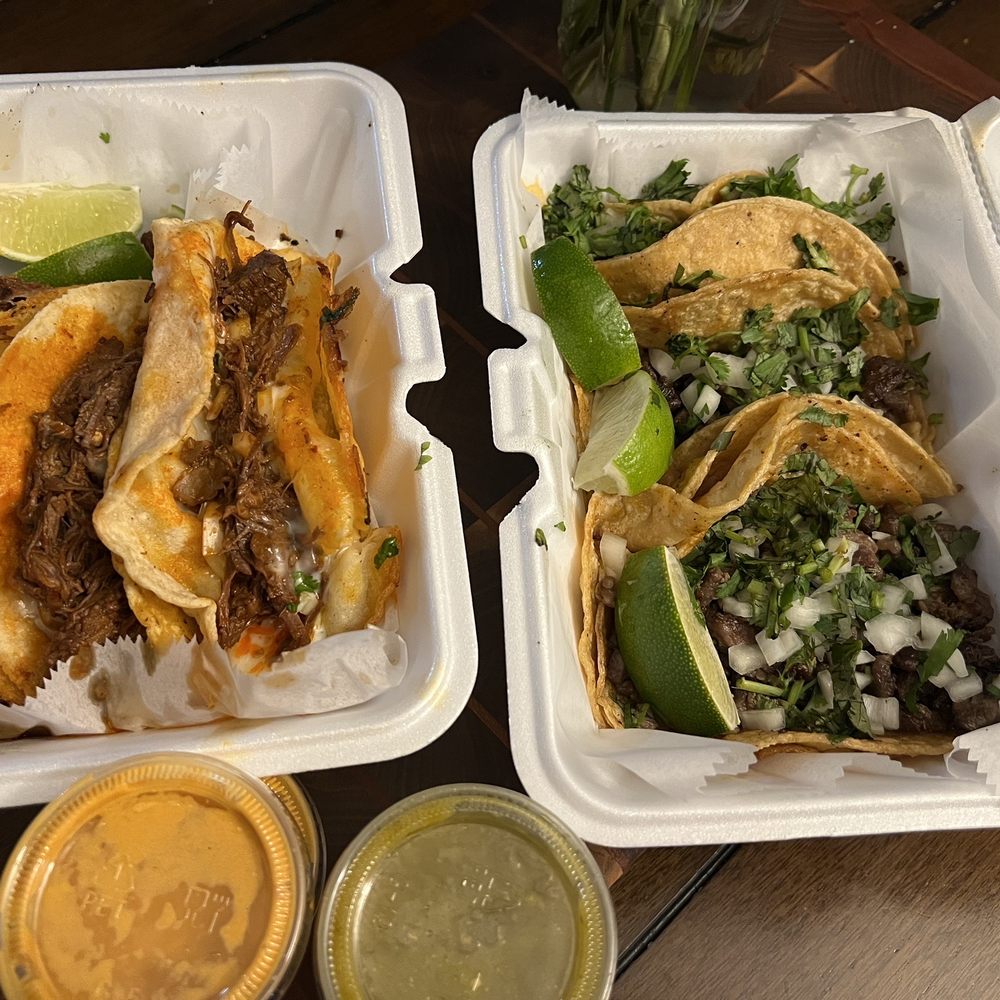 Guatemalan Bakery la Bendicion - Quesa Birria left and the tacos on the right. It came with a hot orange salsa and a mild green. - Bakeries Near Me - Indianapolis, Indiana Guatemalan Bakery la Bendicion - Quesa Birria left and the tacos on the right. It came with a hot orange salsa and a mild green. - Bakeries Near Me - Indianapolis, Indiana
