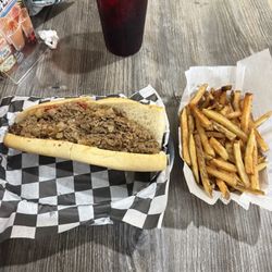 Cheesesteak and a side of fresh cut fries