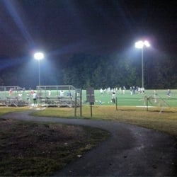 Poplar Tree Park - Lighted soccer / football field on a fall night