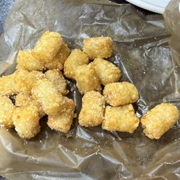 This is the whole order of Parmesan tater tots. $5. The chicken nugz was even smaller - 6 weakly nuggets - $9.50.