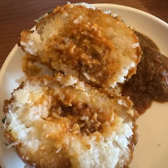 Sorelle Italian Bistro - Arancini Balls Stuffed with Bolognese and Romano - Italian Near Me - Campbell, California Sorelle Italian Bistro - Arancini Balls Stuffed with Bolognese and Romano - Italian Near Me - Campbell, California