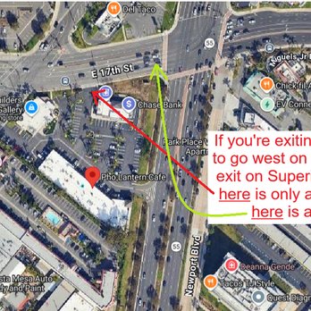 Pho Lantern Cafe - If wanna exit parking lot to go west 17th St, exit Superior Ave (as exiting directly E 17th St leads directly to right turn only, no U-turn. - Vietnamese Near Me - Costa Mesa, California