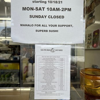 Superb Sushi - New hours and menu - Caterers Near Me - Honolulu, Hawaii