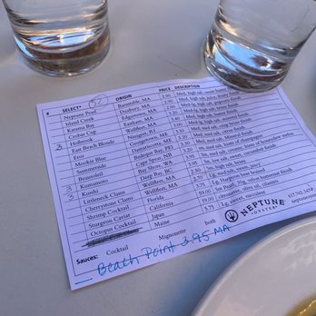 Neptune Oyster - Oyster menu - Seafood Near Me - Boston, Massachusetts