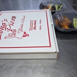 Lena's Pizza - Our order. We bought our own sauce and put on the unfinished wings