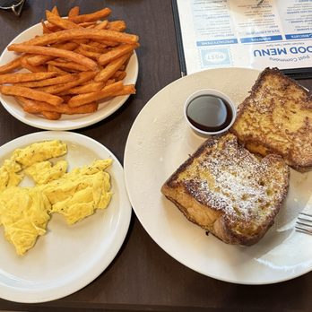 Post Commons - French toast with eggs and sweet potato fries. - Breakfast & Brunch Near Me - Alton, Illinois