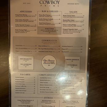 Cowboy Prime - Menú - Steakhouses Near Me - Midland, Texas