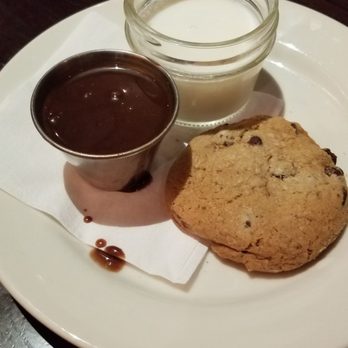 Lucky Monk - Kids cookie, chocolate sauce and milk - American Near Me - Barrington, Illinois Lucky Monk - Kids cookie, chocolate sauce and milk - American Near Me - Barrington, Illinois