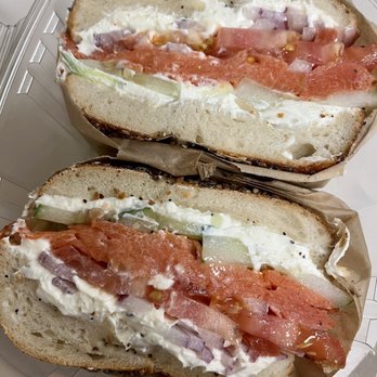 Leo's Bagels - everything bagel toasted with cream cheese, wild sockeye salmon, tomato, onion, & cucumber - Coffee & Tea Near Me - New York, New York Leo's Bagels - everything bagel toasted with cream cheese, wild sockeye salmon, tomato, onion, & cucumber - Coffee & Tea Near Me - New York, New York