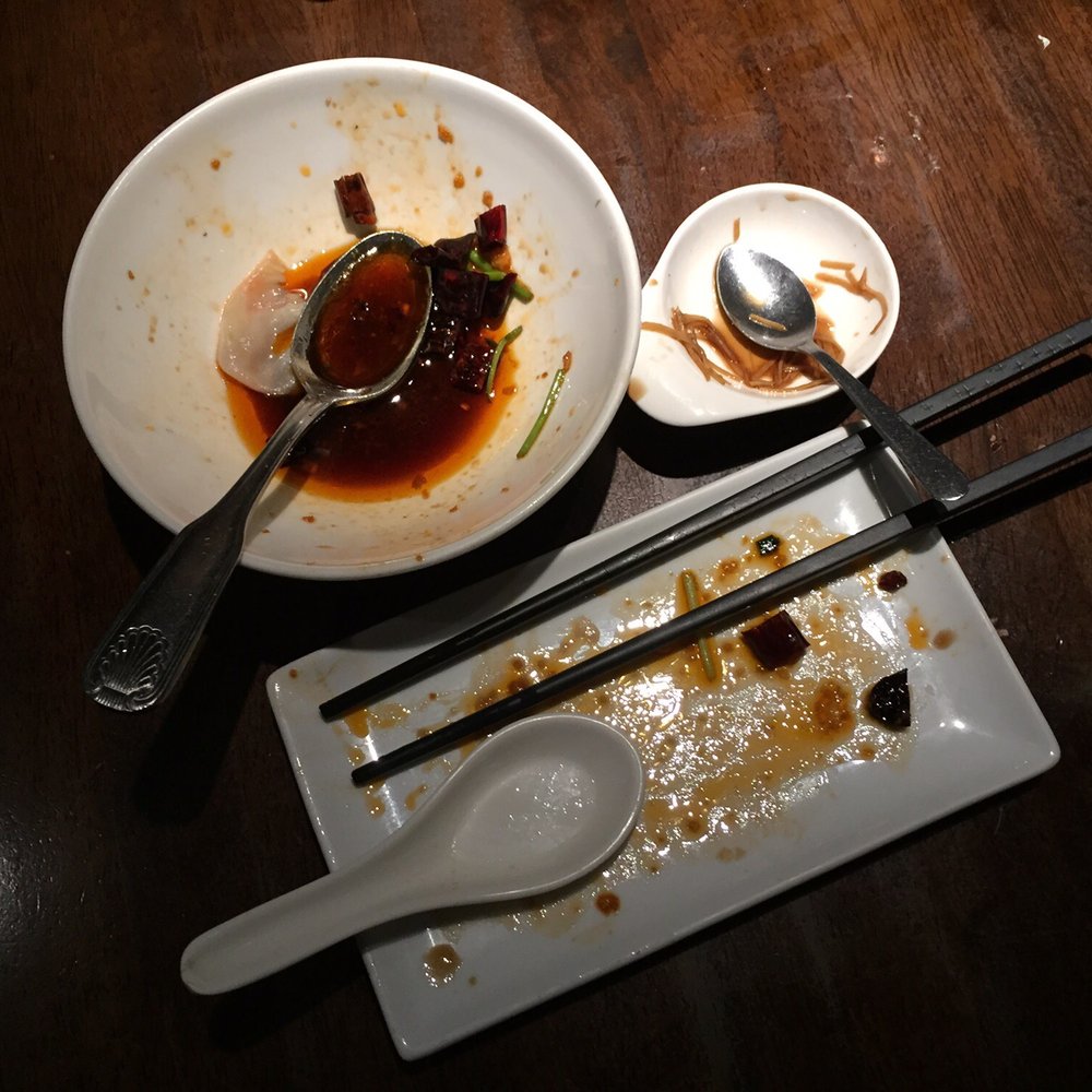 The Bao - Leftover remnants of the Spicy Cucumber Salad and their incredible soup dumplings. - Shanghainese Near Me - New York, New York The Bao - Leftover remnants of the Spicy Cucumber Salad and their incredible soup dumplings. - Shanghainese Near Me - New York, New York