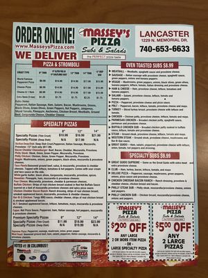 Menu photo 1 Massey's Pizza Lancaster, OH