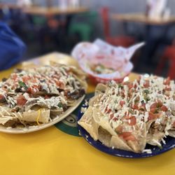 Nachos with steak and with chicken