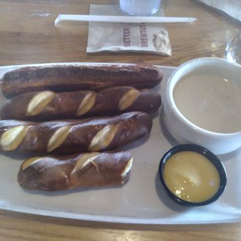 Applebee's Grill + Bar - Beer cheese and pretzels (minus a few bites). - American Near Me - Kendallville, Indiana