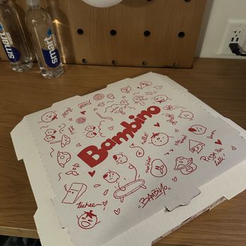 Bambino - Pizza box at hotel room - Pizza Near Me - Austin, Texas
