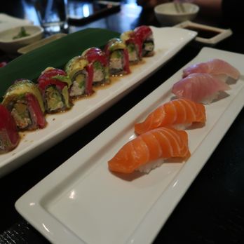 Sushi Kinoya - (left) Hawaiian Roll (right) Salmon & Yellowtail - Sushi Bars Near Me - Long Beach, California Sushi Kinoya - (left) Hawaiian Roll (right) Salmon & Yellowtail - Sushi Bars Near Me - Long Beach, California