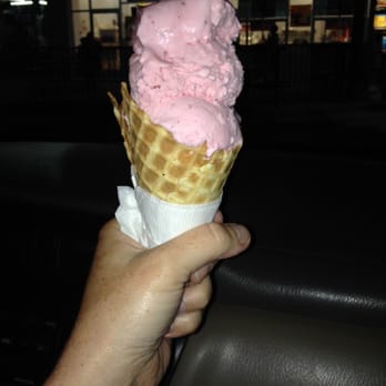 Bruster's Real Ice Cream - My first Brusters! Went with the strawberry waffle cone...yum!!! (And yes, that's a single dip!) - Desserts Near Me - Vestavia, Alabama Bruster's Real Ice Cream - My first Brusters! Went with the strawberry waffle cone...yum!!! (And yes, that's a single dip!) - Desserts Near Me - Vestavia, Alabama