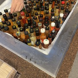 Here are the samples that they keep cold... funny how they keep hot sauce cold..... ironic.