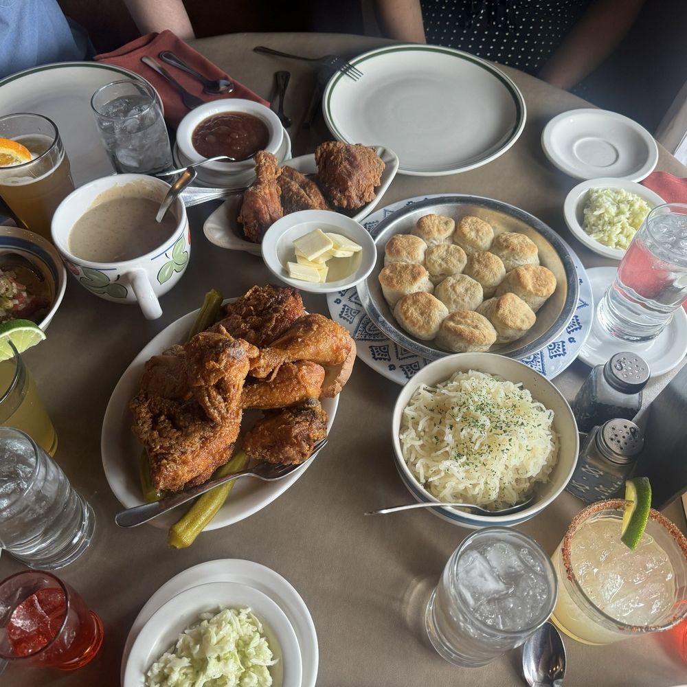 Nashville fried chicken Sides: mashed potatoes, okra casserole, homemade biscuits, coleslaw, & apple butter Nashville fried chicken Sides: mashed potatoes, okra casserole, homemade biscuits, coleslaw, & apple butter