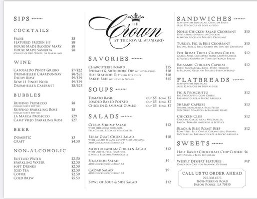 Menu photo 2 The Crown Bistro Baton Rouge, LA Menu photo 2 The Crown Bistro Baton Rouge, LA
