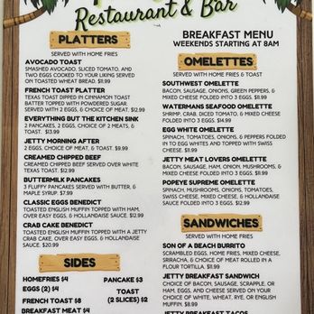 The Jetty - Breakfast Menu May 2024 - Seafood Near Me - Grasonville, Maryland