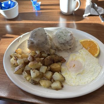 Agape Restaurant 8:39 - Biscuit and gravy w/sausage home fries and egg - Breakfast & Brunch Near Me - Paso Robles, California Agape Restaurant 8:39 - Biscuit and gravy w/sausage home fries and egg - Breakfast & Brunch Near Me - Paso Robles, California
