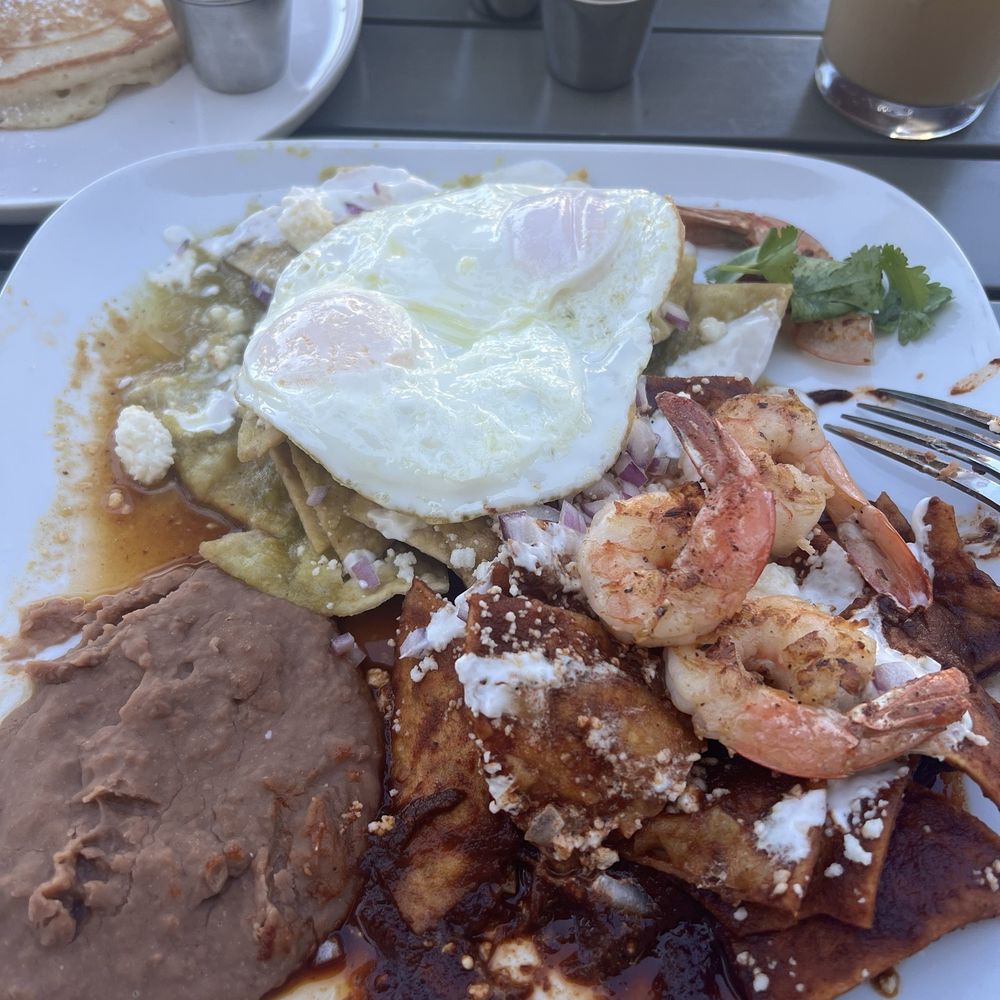 The Brunch House - Chilaquiles with shrimp. Preferred the green. - Breakfast & Brunch Near Me - Temecula, California The Brunch House - Chilaquiles with shrimp. Preferred the green. - Breakfast & Brunch Near Me - Temecula, California
