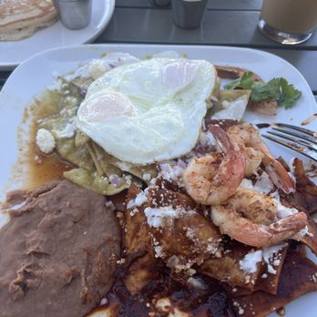The Brunch House - Chilaquiles with shrimp. Preferred the green. - Breakfast & Brunch Near Me - Temecula, California