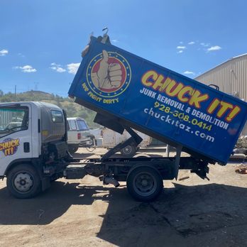 Chuck It! Junk Removal - No need for loading or unloading all by yourself! Our crew loads our truck and at the push of a button, unloads it so you don't have to! - Junk Removal & Hauling Near Me
