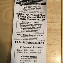 Mill Springs Pizza Express - Menu