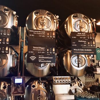 Mad Mole Brewing - I love that they utilize their kegs that are running their tap lines to hang their menus! - Breweries Near Me - Wilmington, North Carolina
