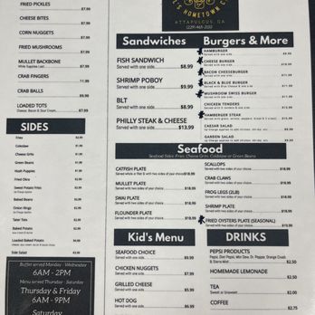 Jill’s Hometown Cafe - the menu - Seafood Near Me - Attapulgus, Georgia